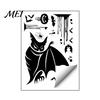Retro Horror Party Supplies Halloween Static Sticker, with Witch/Ghost/Castle/Bat Silhouette Patterns, Durable PVC Waterproof Stickers Wall