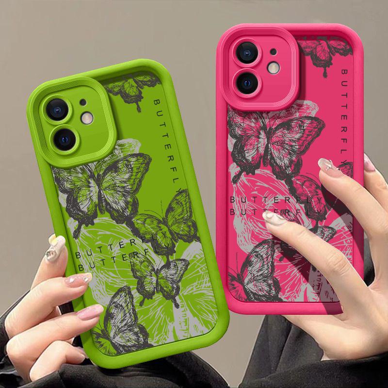 Чехол-бабочка Candy Color Ink для iPhone 16 Pro 15 14 Pro Max 13 12 11 Pro Max Xr Xs X 7 8, противоударный, мягкий, тонкий чехол из ТПУ