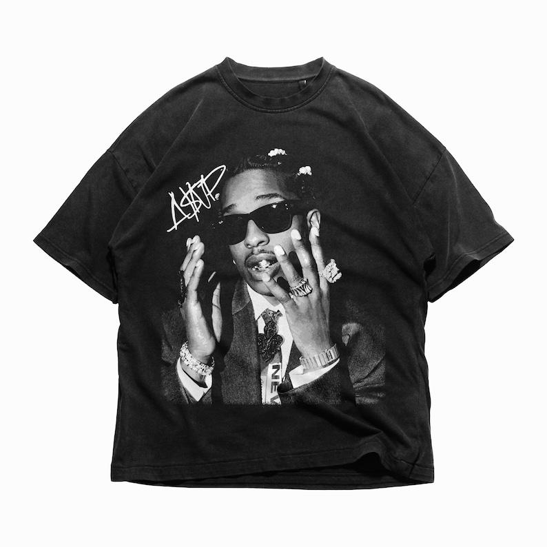 ASAP A AP ROCKY Уличный Хип-Хоп Рэп Футболка Унисекс Тяжелый Хлопок Свободная Маленький Вырез Дышащая Удобная Короткие Рукава
