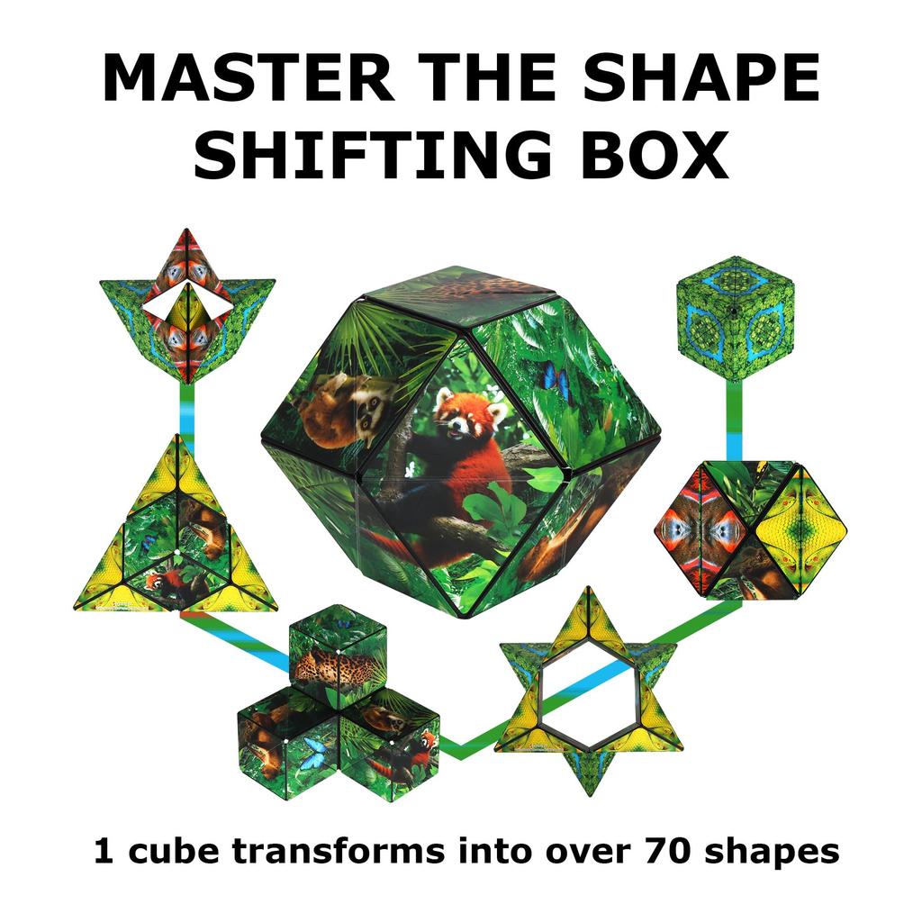 SHASHIBO Shape Shift Box — отмеченный наградами запатентованный кубик-фиджет с 36 редкоземельными магнитами — трансформируется в более чем 70 форм (Серия Wild - Джунгли)