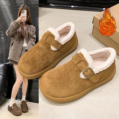 Женские табуретки эластичная толстая подошва зимний мех один теплый холодный стеганые снежные ботинки нескользящие износостойкие повседневные спортивные короткие хлопковые ботинки туфли Ле Фу