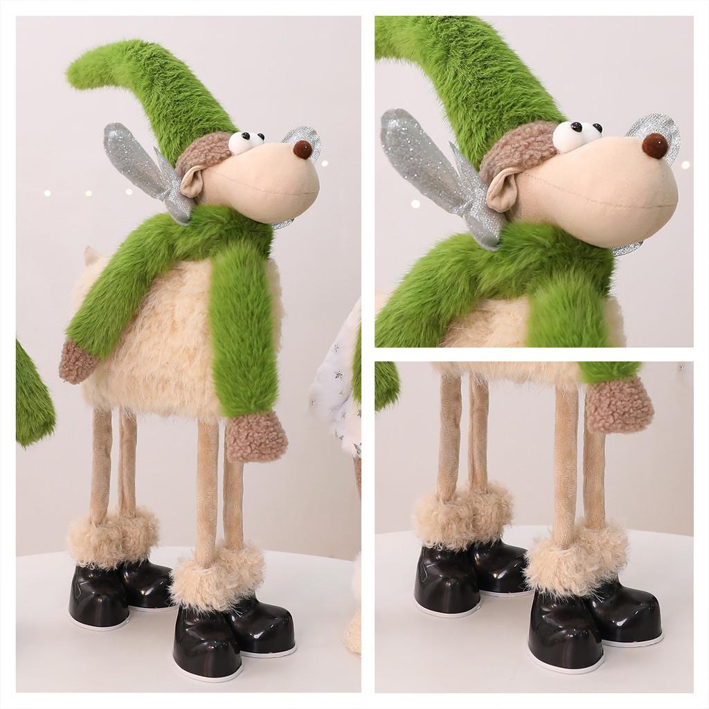 Reindeer Snowman Doll With Green Scarf Xmas Festive Decoration For Home