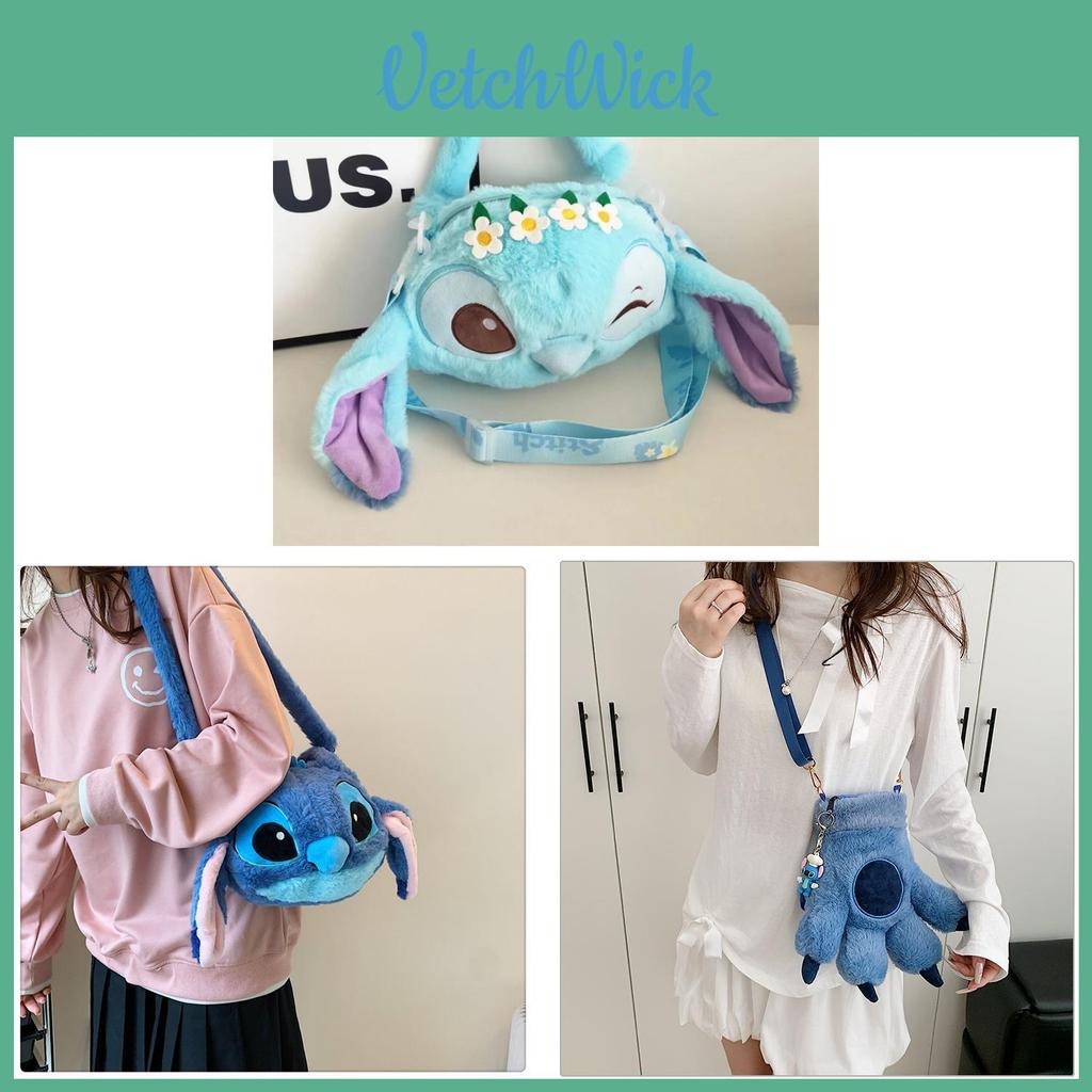 Stitch Plush Shoulder Bag Made Of Soft Material With Inner Pocket For Casual Use