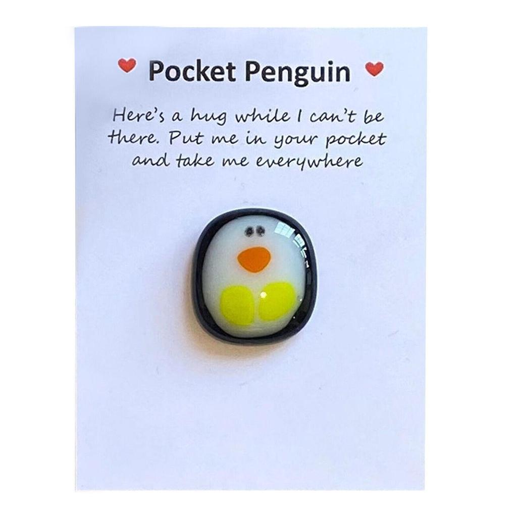 A Little Pocket Penguin Hug Mini Cute Pocket Penguin Hug Animal Decoration for Friend Birthday Lovers Gift with Greeting Card