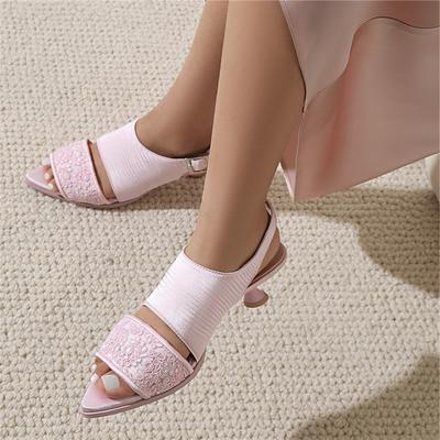 FOREADA Женские сандалии Острый носок Тонкий высокий каблук Пряжка Вышивка Лаконичный дизайн Женская мода Повседневная обувь Лето Белый 46