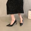 High Heels Temperament Socialite Women's Shoes 2025 New Spring Black Simple Pointed Shallow Mouth Stiletto Shoes