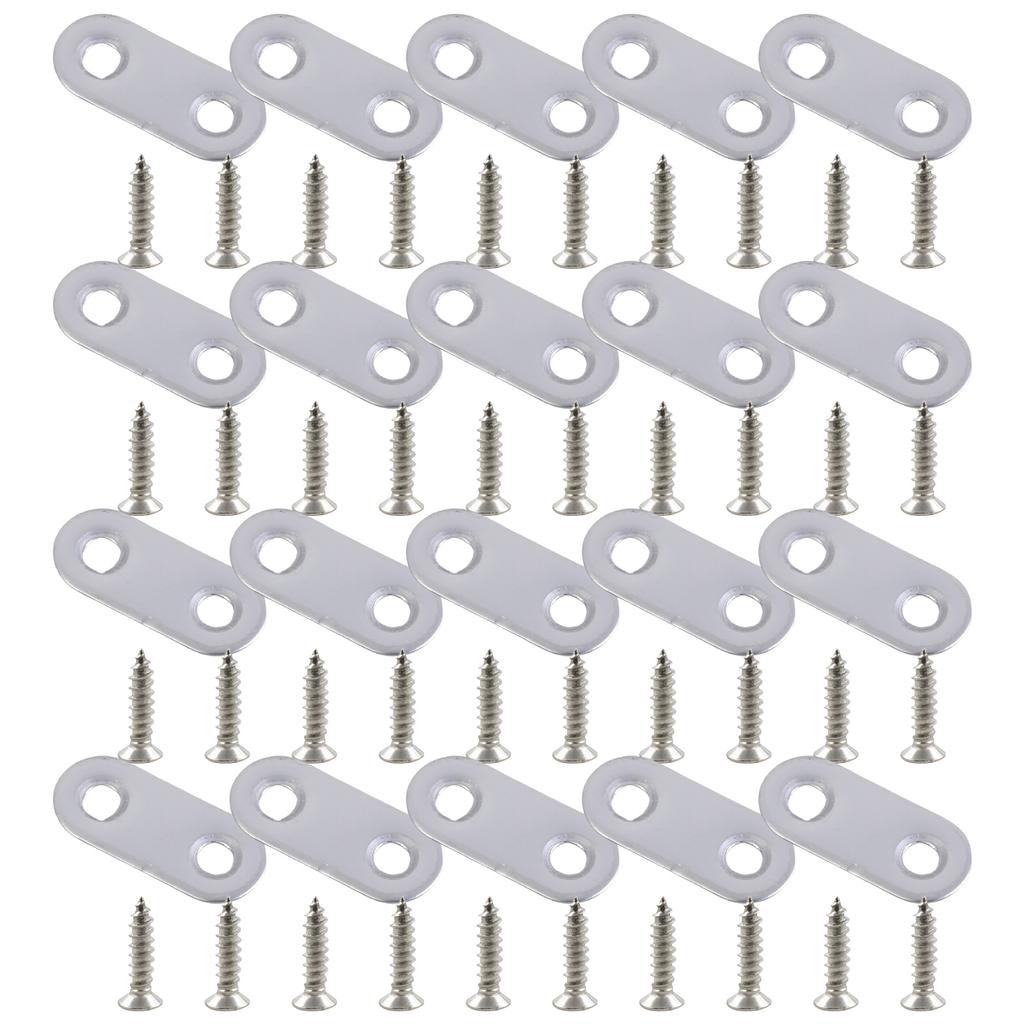 20Pieces Multipurpose Straight Brace Brackets Sturdy Stainless Steel Materials Connectors for Reinforcing Furniture