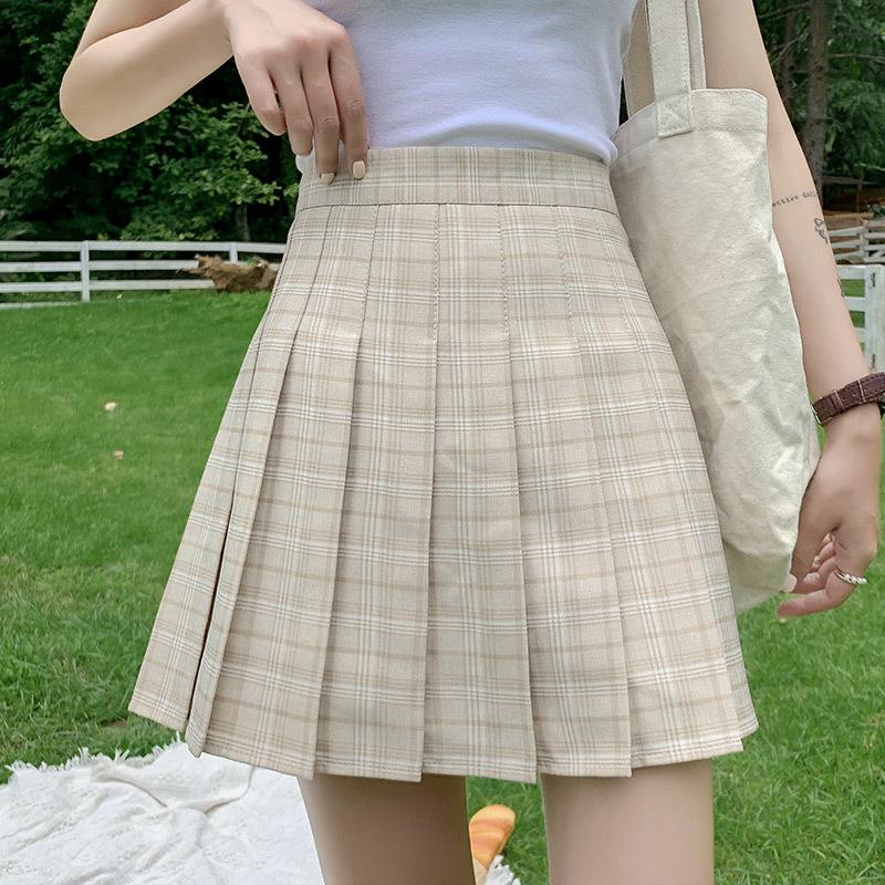 Korean Style High Waist Pleated A-Line Skirt for Female Students - Versatile for Autumn, Winter, Spring, and Summer