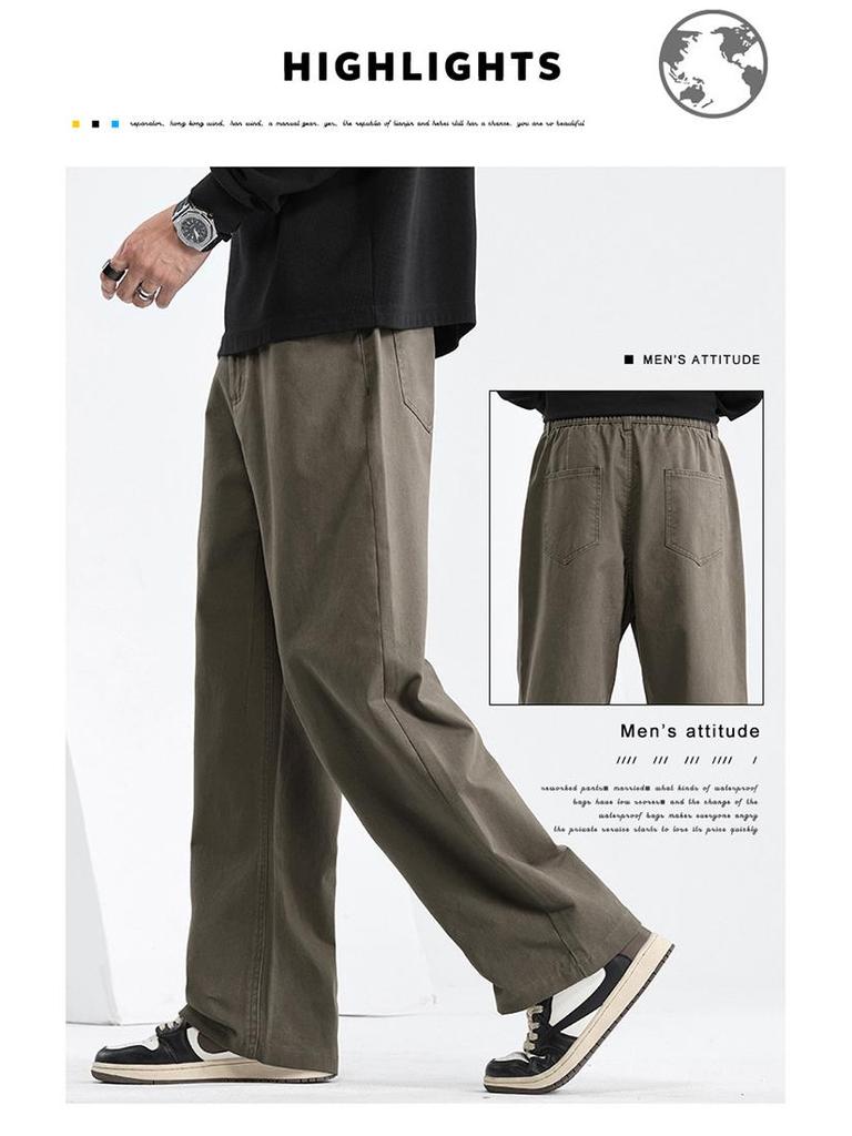 Mingge 2025 Мужские брюки свободного кроя с прямыми штанинами на весну/лето - Модные, однотонные, повседневные и универсальные.