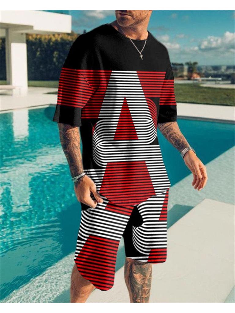 Summer Men's Tracksuit Oversized Clothes Two Pieces Set Vintage Casual Streetwear 3D Printed Beach Set Men Tshirt Shorts Outfits