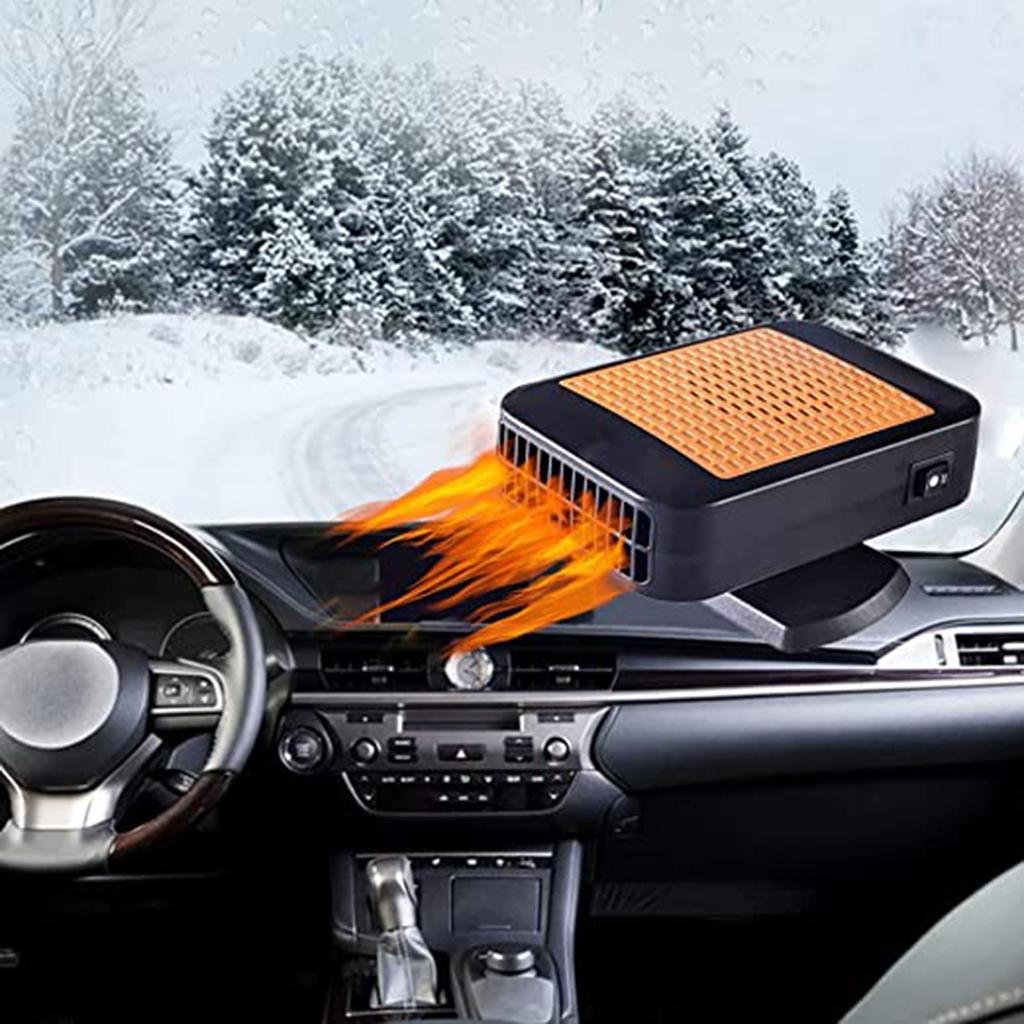 Car Heater, 12V 200W, 2-in-1 Car Heater, Defroster Fan, Car Amplifier, Car Cooling- Fan, SUV, Truck, RV, Trailer (orange Black