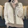 Women's High-End Korean-Style Hollow-Out Cardigan Sweater Jacket Spring Autumn Color-Block Outer Wear Thin Knit Top