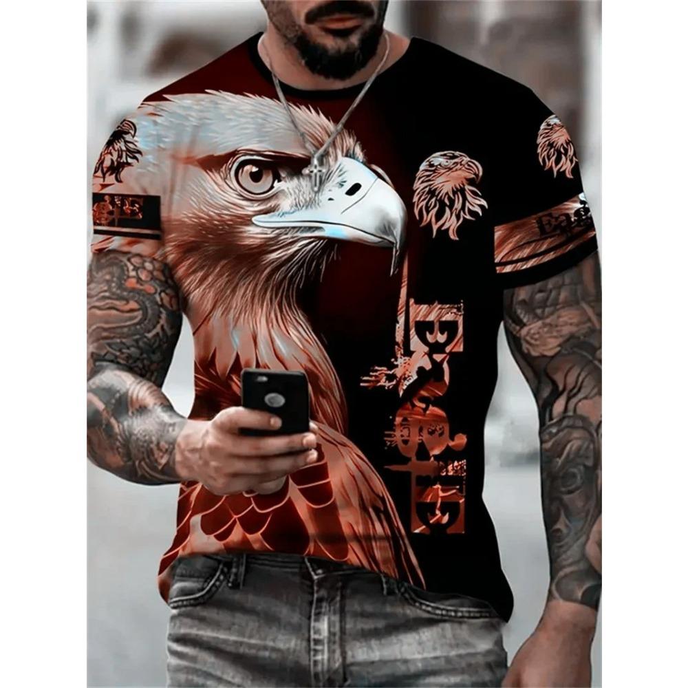 Animal Eagle 3D Digital Printed Men's Street Trendy Round Neck Short Sleeved T-shirt