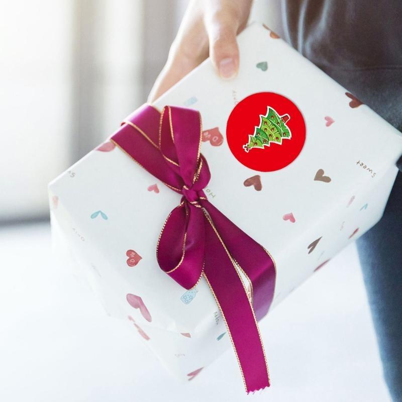 62KD Рулон 500 шт. Рождественские наклейки Открытки благодарности Украшения для подарочной коробки