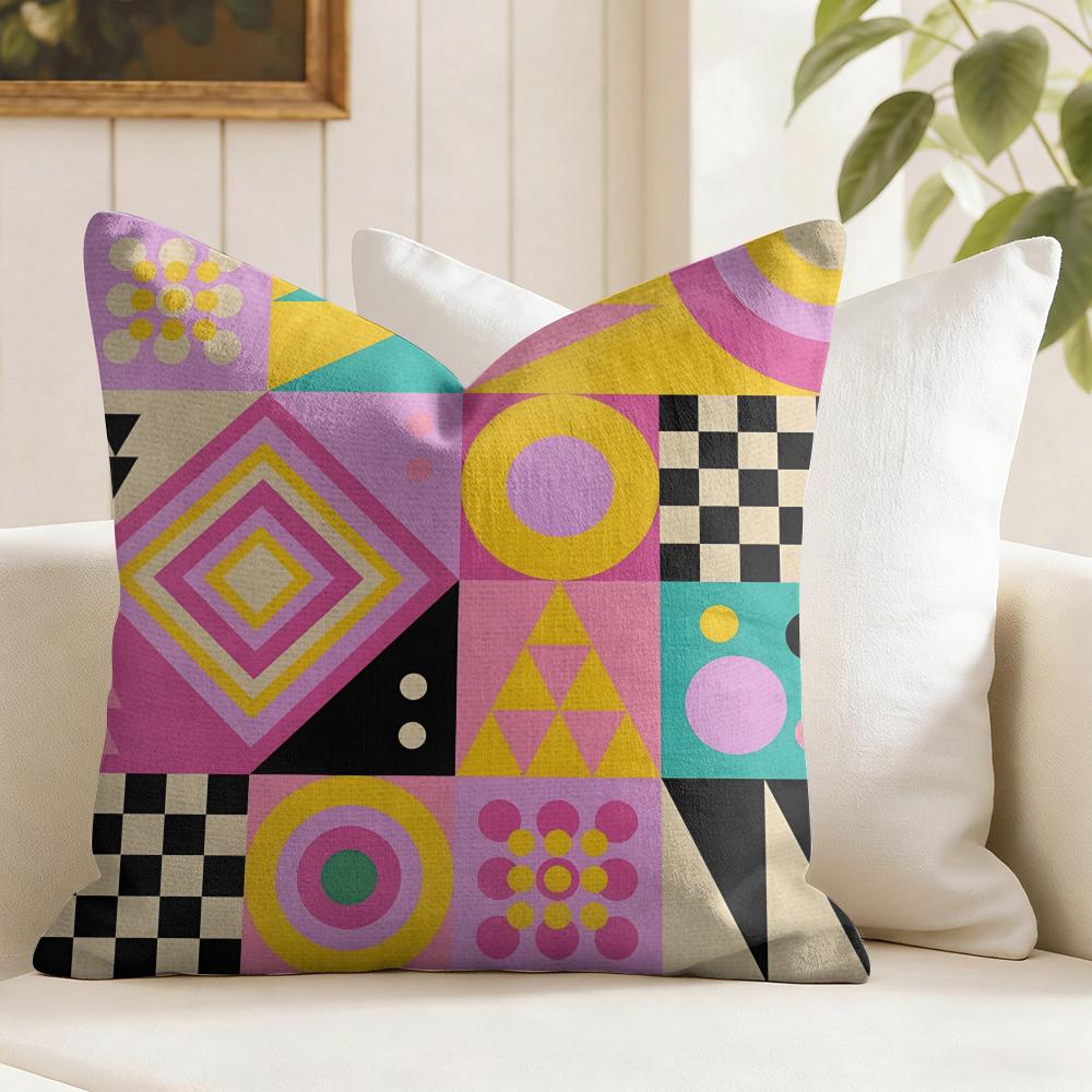 Geometric Patterns Cushion Cover Summer Linen Pillow Case Organic Fabric Cushion Cover DoubleSided Print Sofa Home Decor