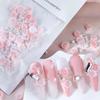 30Pcs Pink Rose Flower 3D Nail Rhinestone Decoration Nail Jewelry Colorful Mixed Beads Charms Valentine's Nail Arts Supply