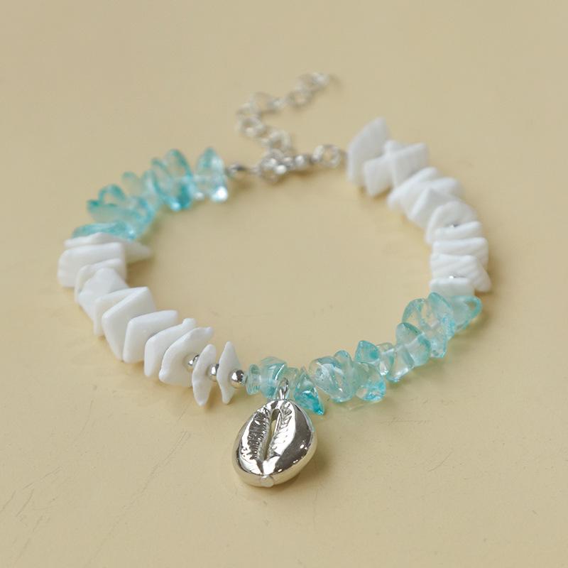 Handmade Seashell & Crushed Stone Bracelet with Lobster Clasp - Perfect Summer Travel Souvenir