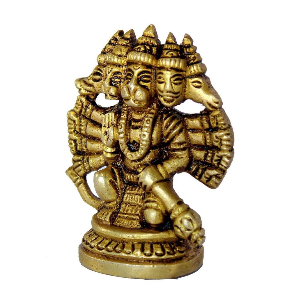 Латунный Панчмукхи Хануман Анджанея Паван Путра Баджрангбали Идол Мурти Мурти Статуя (2,5 дюйма)