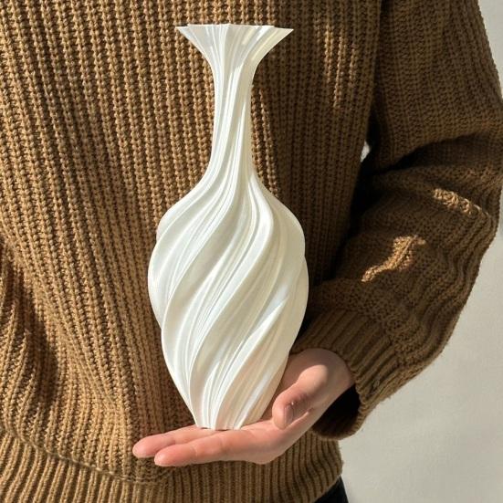 3D Printed Flower Vase, Silk-Like Elegant Vase, Twisted Minimalist Flower Arrangement Holders, Nordic Style Coffee Table & Shelf Office Decor