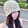 Bohemian Style Crochet Flower Knitted Hat Thin Knit Cap Fashion Hollowed Out Beanie Cap  Casual