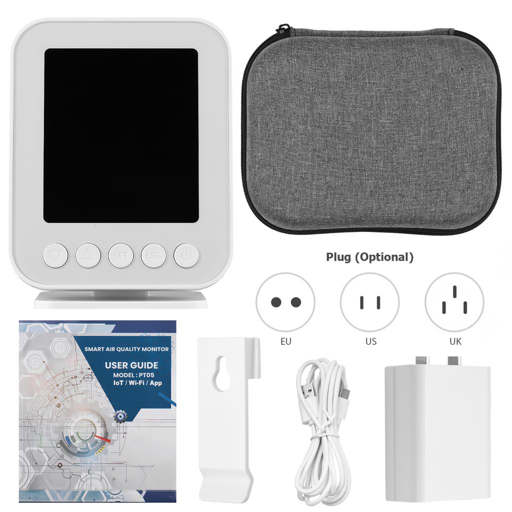 Монитор качества воздуха в помещении Приложение Tuya Wi-Fi Детектор формальдегида CO2 PM2.5 PM10 Тестер TVOC Тип-C