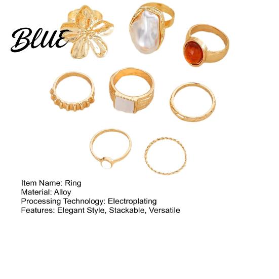 Women's Ring Set 8Pcs/Set Women Stackable Rings Elegant Flower Irregular