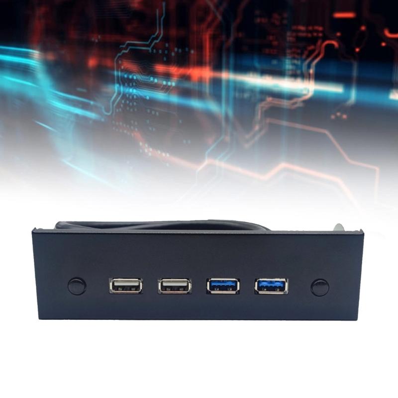 Передняя панель USB 3.0 для настольного компьютера 5,25" - отсек для дисковода USB3.0/3.2 19-контактный разъем USB2.0 9-контактный разъем для 2 USB3.0 + 2 USB 2.0
