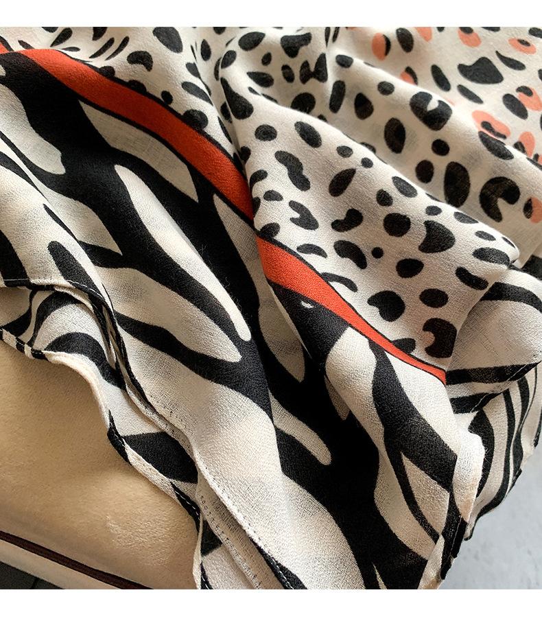 Осенне-зимний модный теплый шарф, дизайнерский шелковый шарф с зебровым леопардовым принтом и хлопковой и льняной текстурой