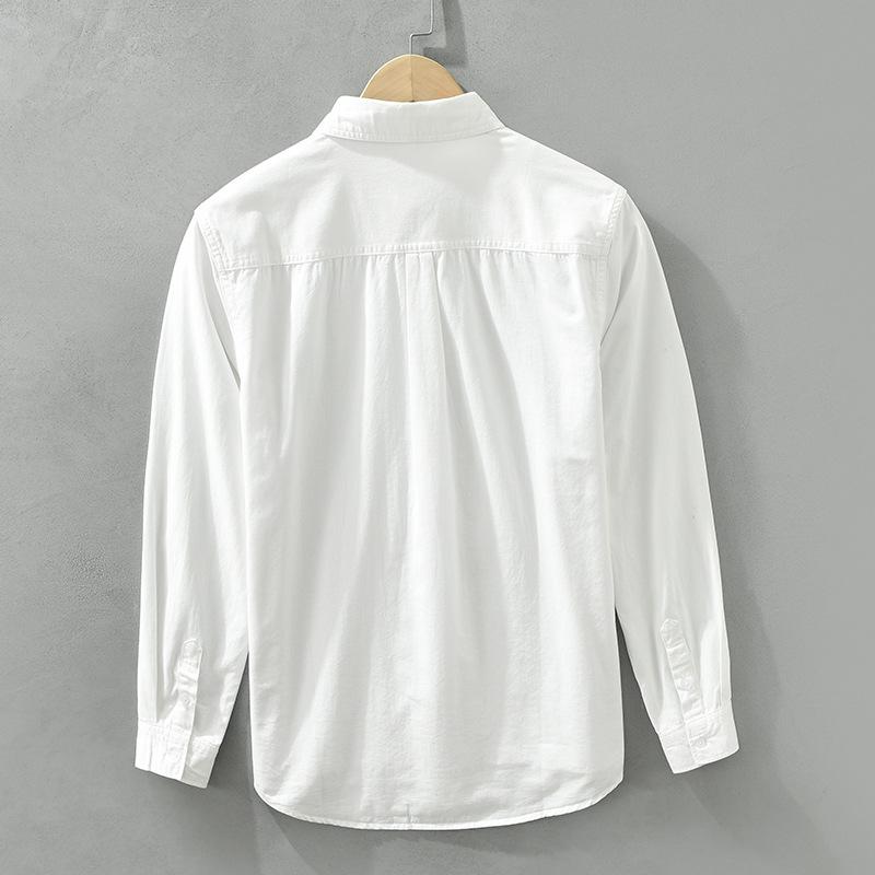 Весенние и летние белые рубашки с длинным рукавом для мужчин, уличные полосатые рубашки в стиле пэчворк, мужские повседневные топы из чистого хлопка, молодежная модная мужская одежда
