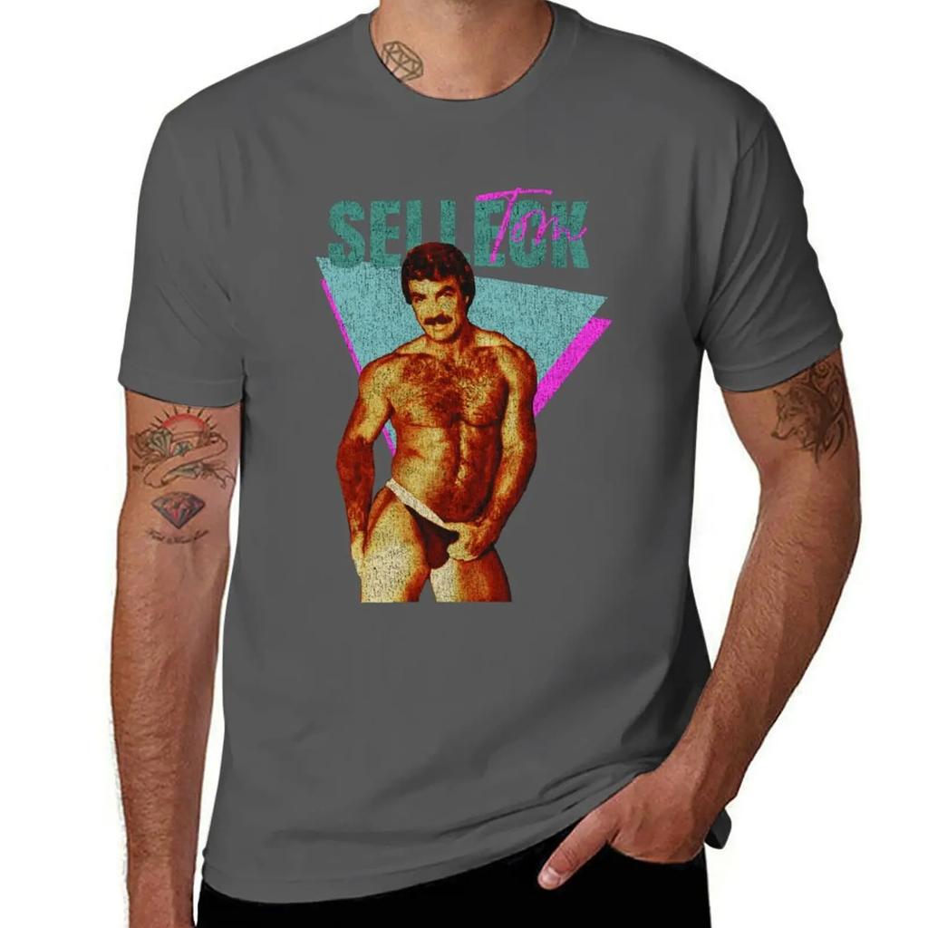 Vintage Distressed Tom Selleck Tshirt Hippie Clothes Basketball Graphic Tees Baggy Shirts Unisexs Champion T Shirts