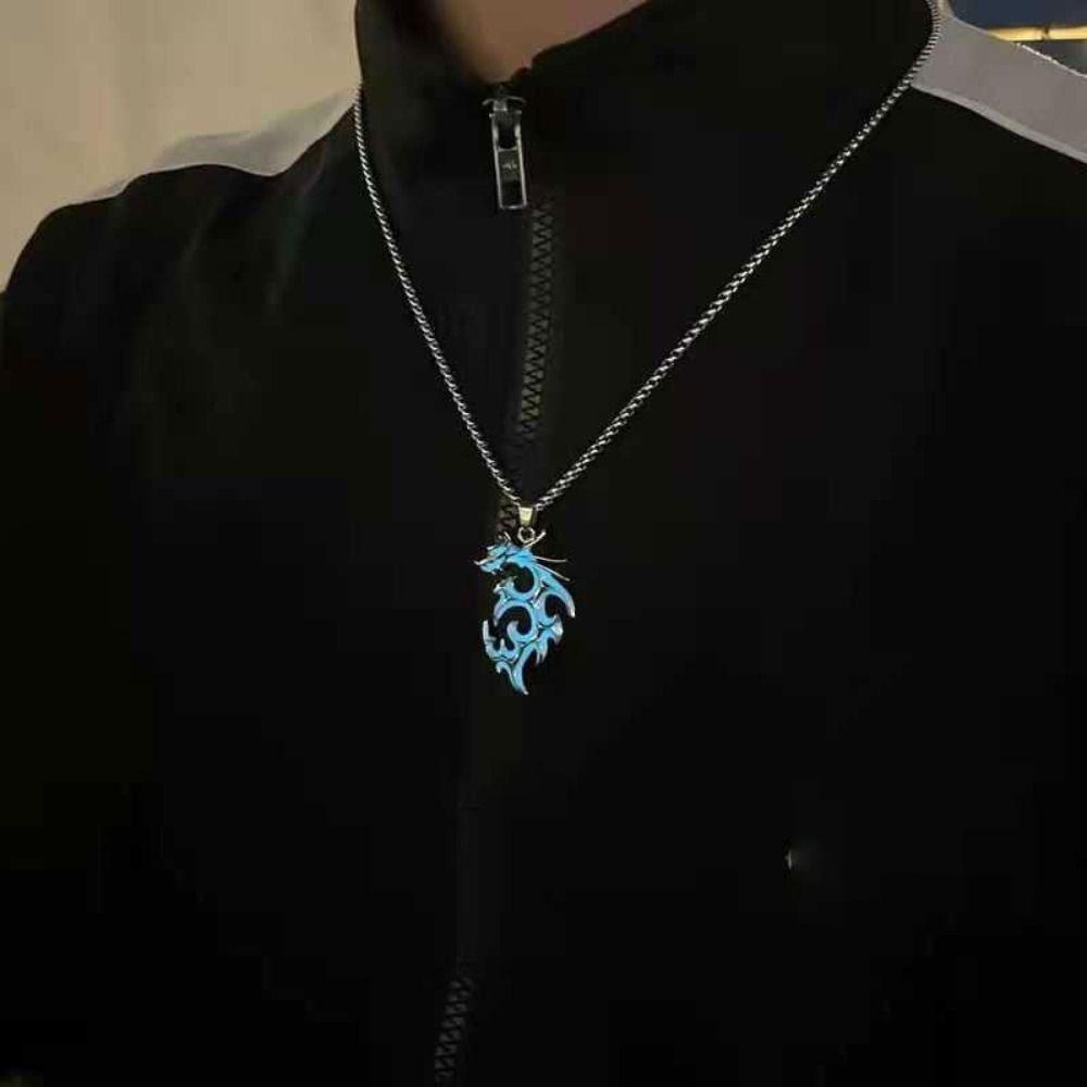 Светящееся в темноте ожерелье с подвеской в виде дракона, лунный камень, светящееся ожерелье для мужчин и мальчиков