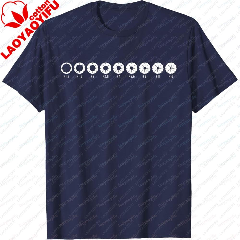 Unisex Summer Short Sleeve TShirt Fashion Camera Lens Size Print Tee Photography Aperture Design Photographer Casual Unisex Tops