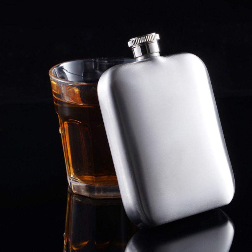 304 Stainless Steel 6oz Wine Flagon Rectangular with Funnel Pocket Hip Flask Unbreakable Fall-resistant Drinking Pot Camping