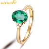 Простое открывающееся кольцо из медного сплава, женственное кольцо из желтого золота 18 карат с зеленым цирконом, ювелирные изделия