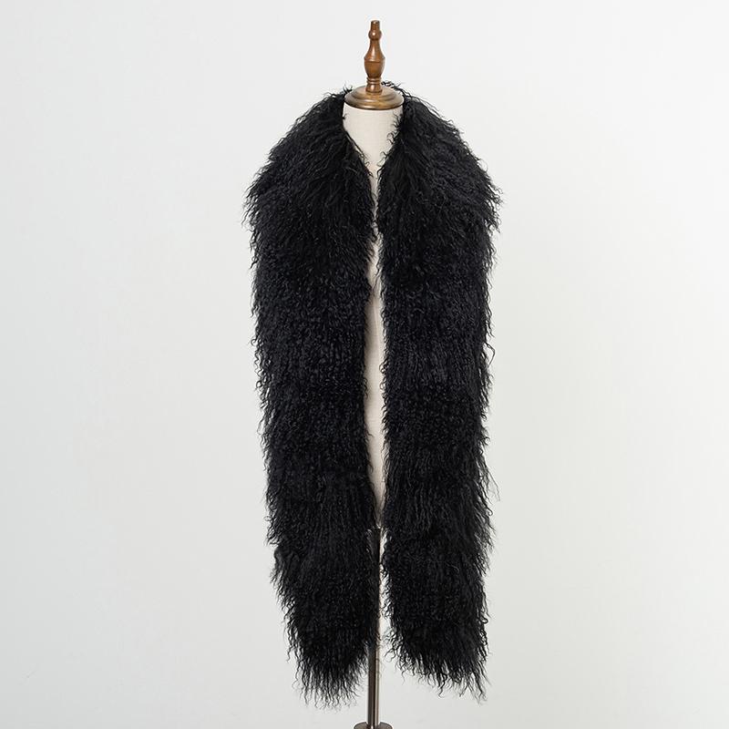 Winter Long Fur Scarf for Women Fluffy Soft Mongolian Real Fur Scarves