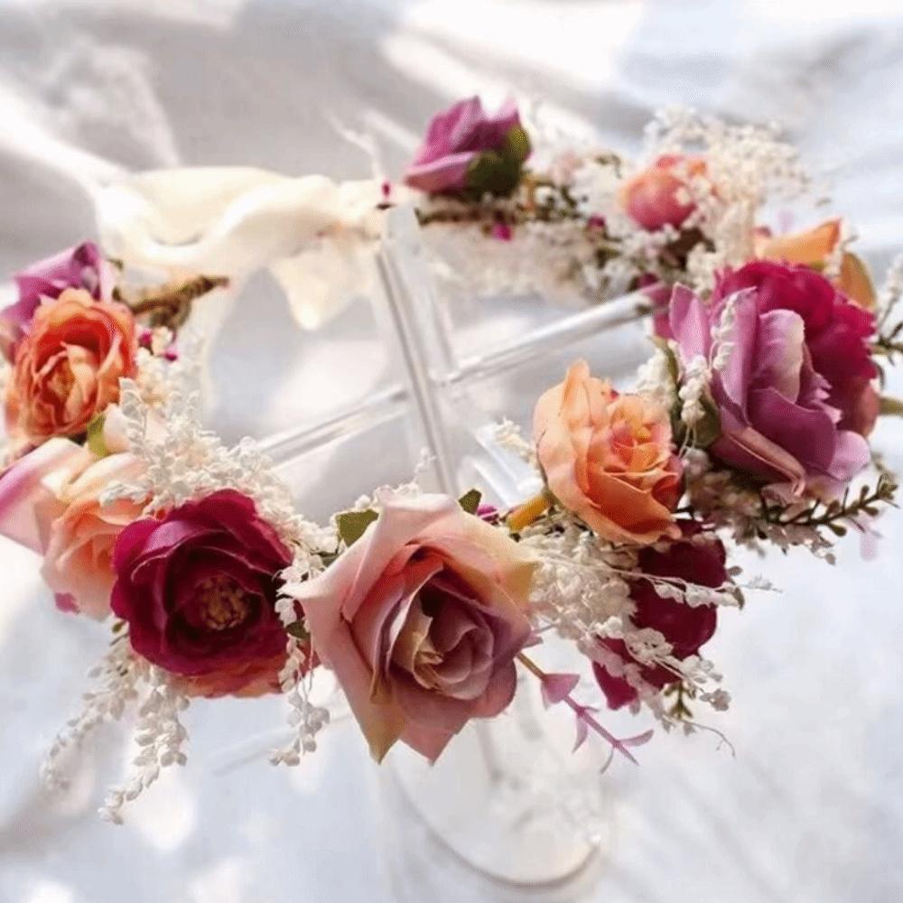 Elegant Floral Headband Artificial Flower Bridal Wreaths Flower Crown Birthday Party