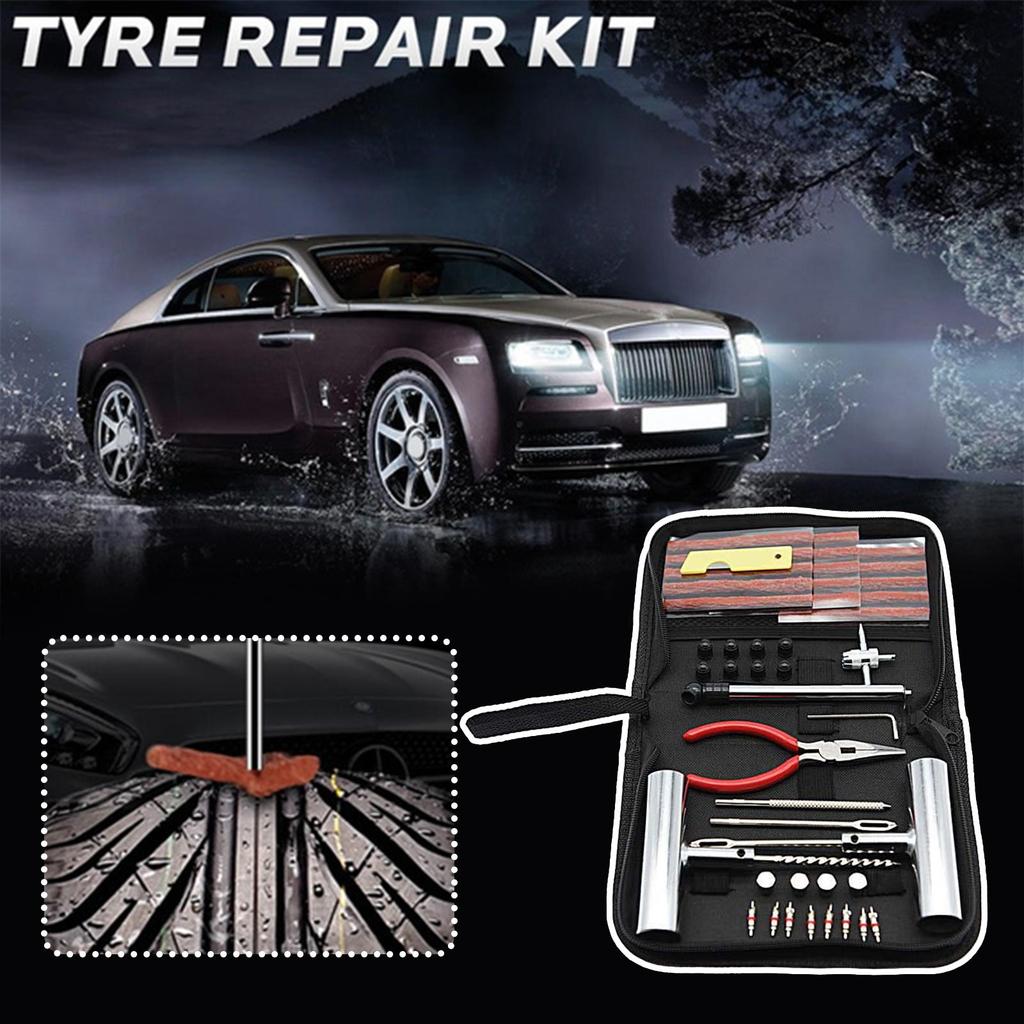 Car Tool Kit 46pcs Emergency Tire Repair Complete Kit Workshop Repair Mechanical Auto Pneumatic Q7K6
