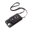 For iPhone 16e Case Card Holder Ring Kickstand TPU+PU Leather Phone Cover with Long Strap