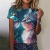Fashion Womens T-shirt 3D Cats Print Tees Tops Harujuku Animal T Shirt Female Clothing Oversized Summer Top 2024 Women's T-shirt