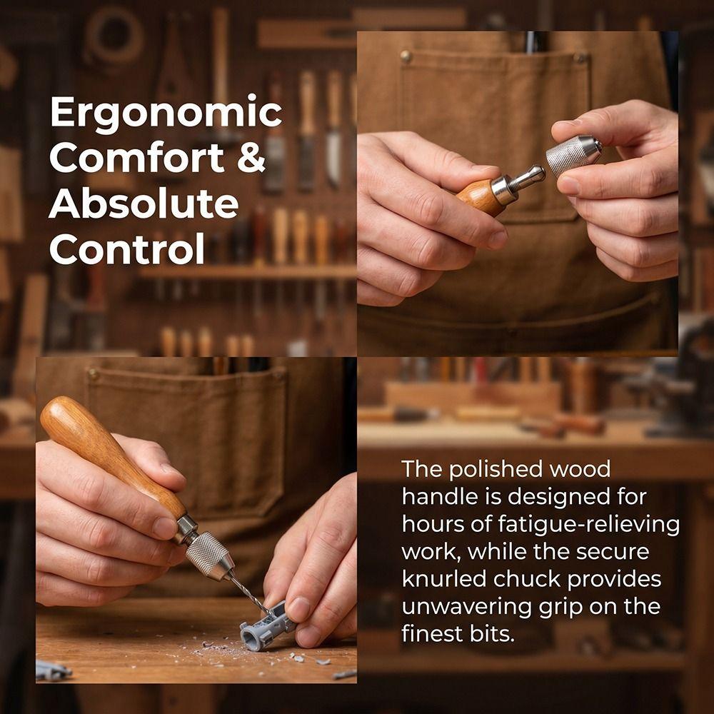 Wooden Comfort Shape Handle Pin Vises Gourd Lock Twist Drill Bits Jewelry Making Tool Home Repairs