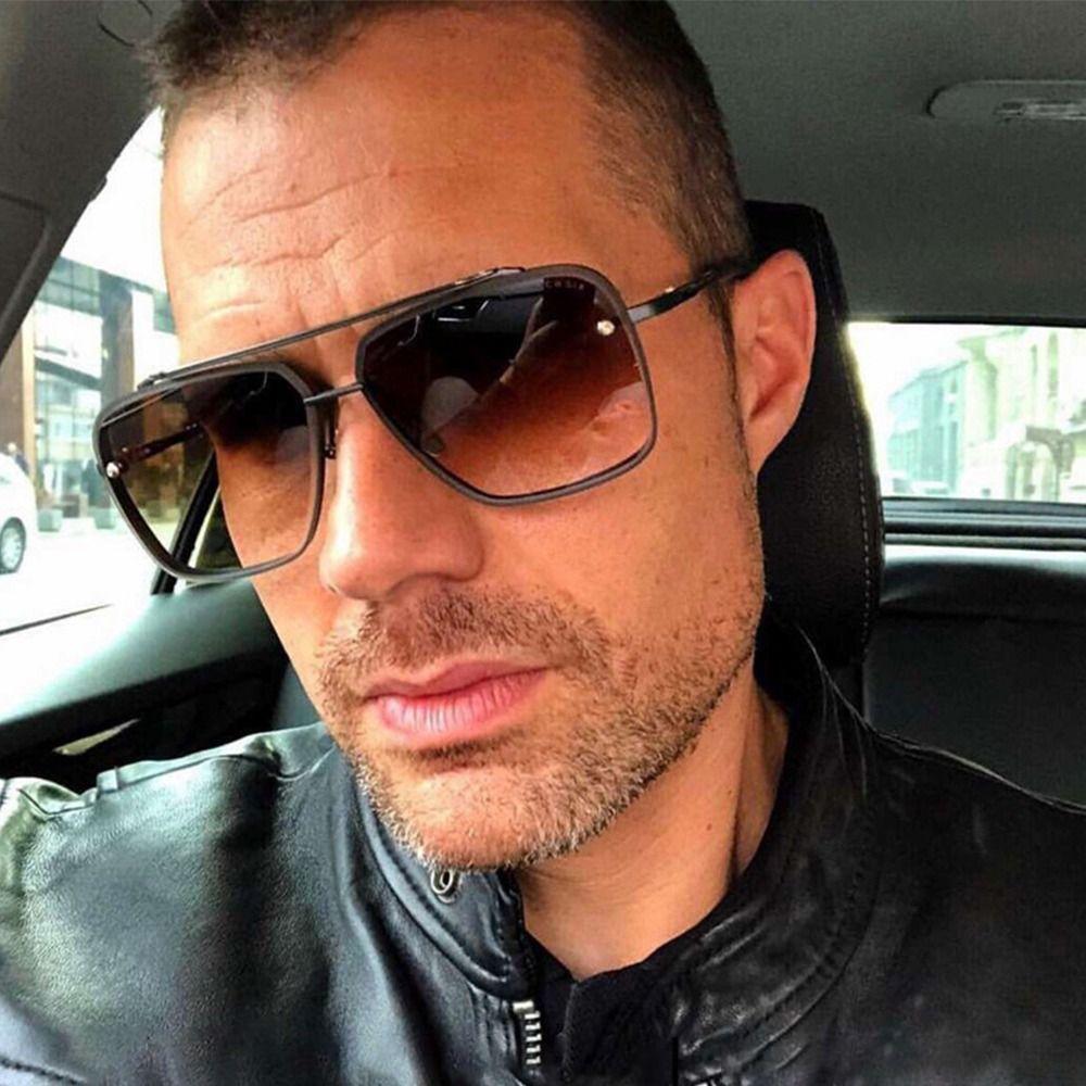 Big Metal Frame Gradient Sunglasses Classic Driving Oversized Square Sunglasses UV400 Protection Traveling Shades