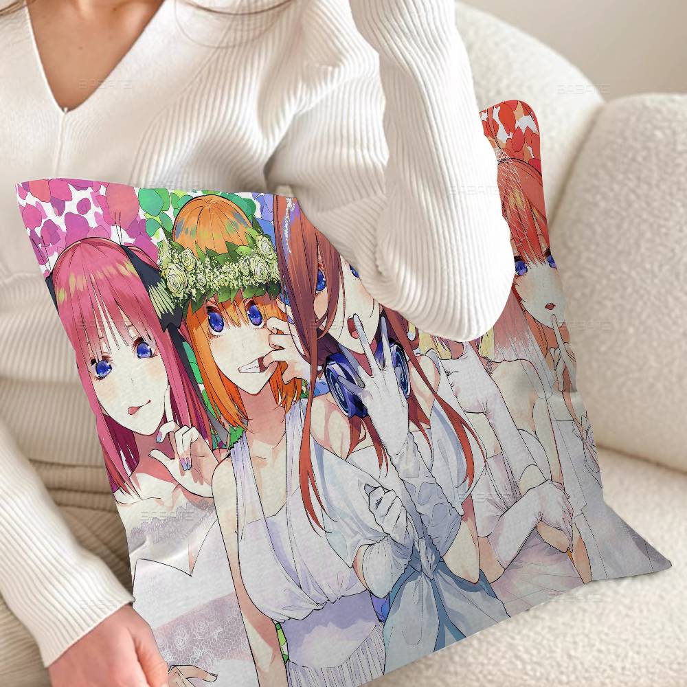 The Quintessential Quintuplets Anime Pillow Covers Sofa Decorative Home Double-sided Printing Short Plush Cute Cushion Cover