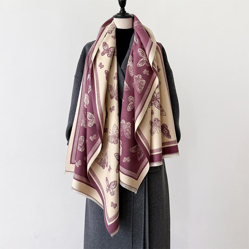 Winter Tassel Shawl, Fairy Wind, Butterfly Forest, Thickened, Warm, Cold-Proof Neck, Dual-Purpose