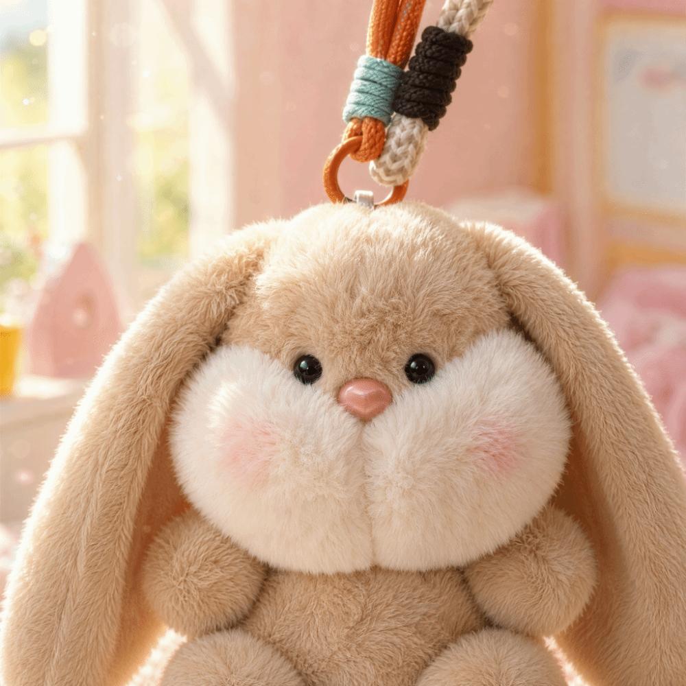 Cute Bunny Doll Pendant Long Ear Stuffed Toy Key Ring Rabbit Hanging Ornament Backpack Hanging