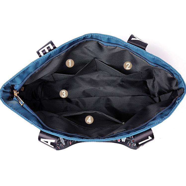 Женская сумка с вышивкой, нейлоновая водонепроницаемая повседневная сумка-тоут, большая вместительная женская сумка на плечо