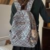 JINSHIWQ Девичий рюкзак в корейском стиле, клетчатый, большого объема