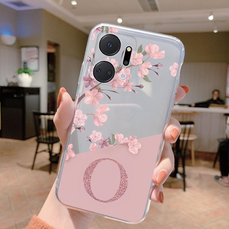 Чехол для телефона с цветами от A до Z для Honor X7a X7b X7c 90Smart 90 200 Lite Pro Силиконовый Мягкий Чехол Модный Funda Прозрачный