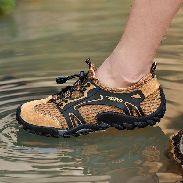 Уличная мужская дышащая походная обувь, обувь для скалолазания, обувь цвета морской волны, мужская быстросохнущая обувь для воды, легкая повседневная треккинговая обувь с сеткой