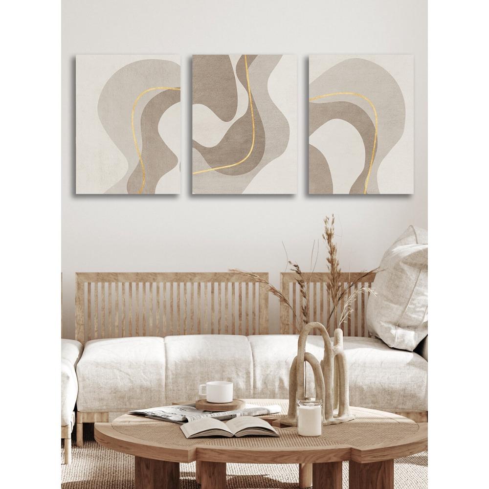 3-х компонентный линейный стиль настенного искусства холст Картина Бохо Абстракция золото Современный печатный постер Гостиная Спальня украшение дома рамка