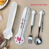 Stainless Steel Spoon and Fork Set with Storage Box Portable Tableware Cute Cat Paw Shaped Dinnerware Kit for Adults Kids School